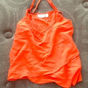 Summer orange chiffon v neck tank